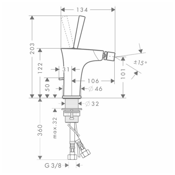 PIPA ZA BIDE HANSGROHE PURAVIDA BELA-KROM ZG. DEL SIFONA