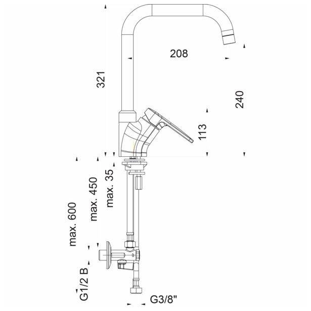 PIPA KUHINJSKA UNITAS INFINITY - STOJEČA NIZKOTLAČNA