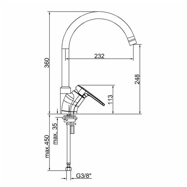 PIPA KUHINJSKA UNITAS INFINITY STOJEČA, 2 CEVI