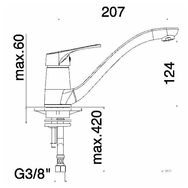 PIPA KUHINJSKA UNITAS PROJECT STOJEČA, 2 CEVI BREZ KOTNIH VENTILOV