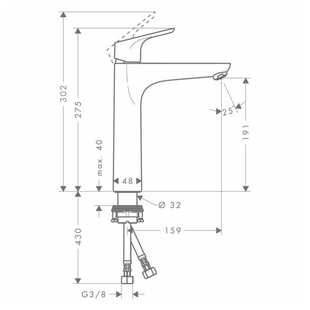 PIPA ZA UMIVALNIK FOCUS FOCUS 190 BREZ ZG. DELA SIFONA