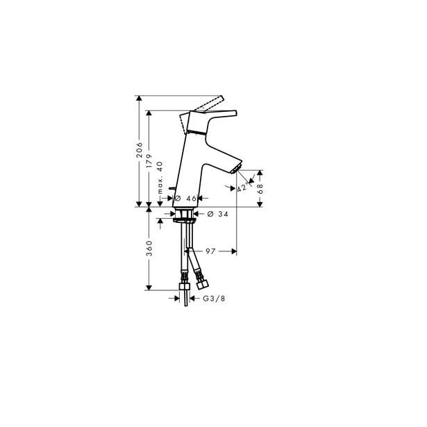 ARMATURA ZA UMIVALNIK HANSGROHE TALIS-S 80 ZGORNJI DEL SIFONA