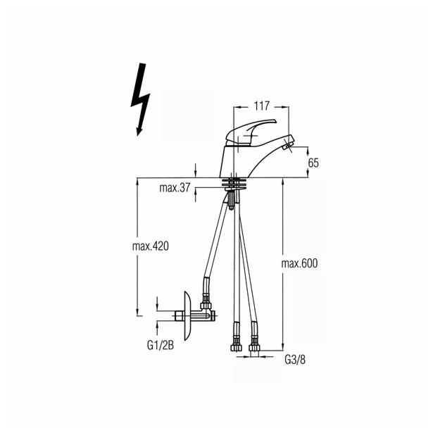 PIPA ZA UMIVALNIK UNITAS SIMPATY, STOJEČA
