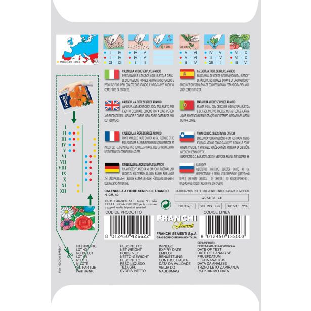 ASTRA FRANCHI SEMENTI CALENDULA A FORE SEMPLICE ARANCIO