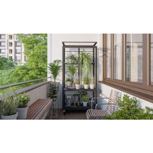 BALKONSKI RASTLINJAK VITAVIA POLIS 350 ESG, ČRNA KOLESA