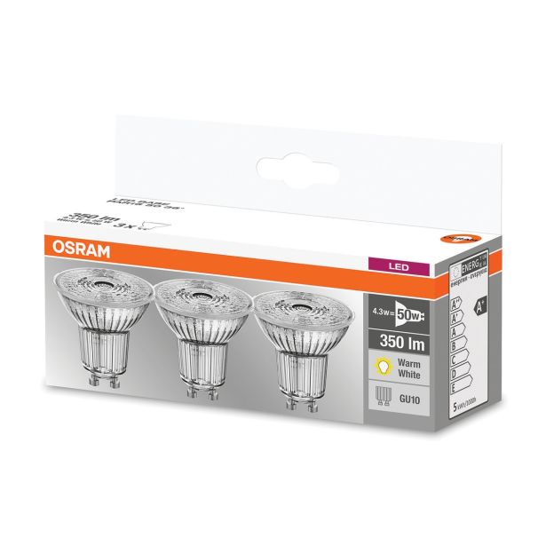 RAZNA LED ŽARNICA OSRAM BASE PAR16 50 4.3W/827 GU10 230V PAK/3
