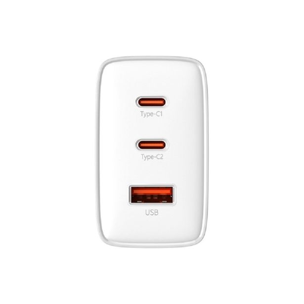 BASEUS HIŠNI POLNILEC 220V GAN CUBE PRO FAST CHARGE 65W VHOD 1X USB A IN 2X TYPE C - ORIGINAL (EU BLISTER) BEL