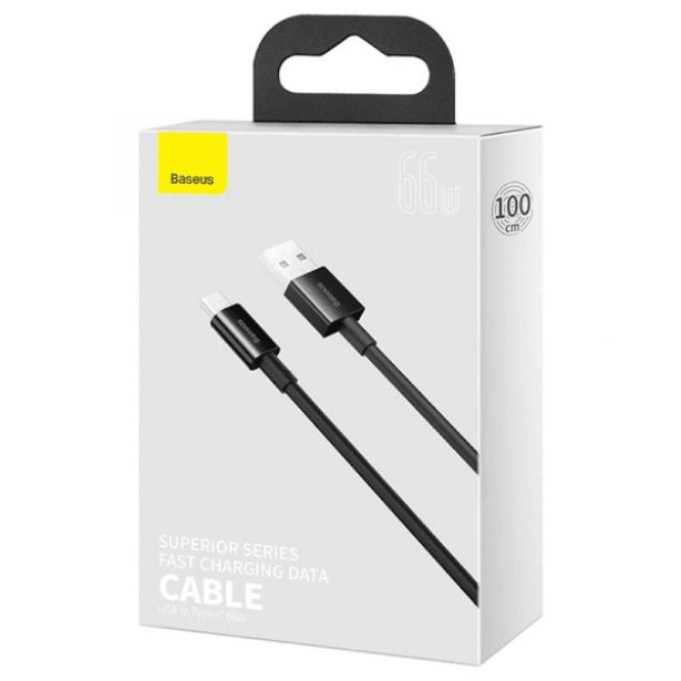 BASEUS PODATKOVNI POLNILNI KABEL CATYS-A01 SUPERIOR QUICK CHARGE TYPE C 66W 2M - ČRN