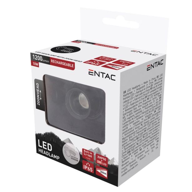 BATERIJSKA SVETILKA ENTAC POLNILNA S SENZORJEM 1200LM 10W SIVA