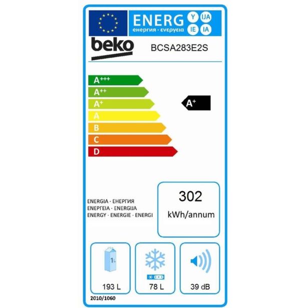 HLADILNIK IN ZAMRZOVALNIK BEKO BCSA 283E2S