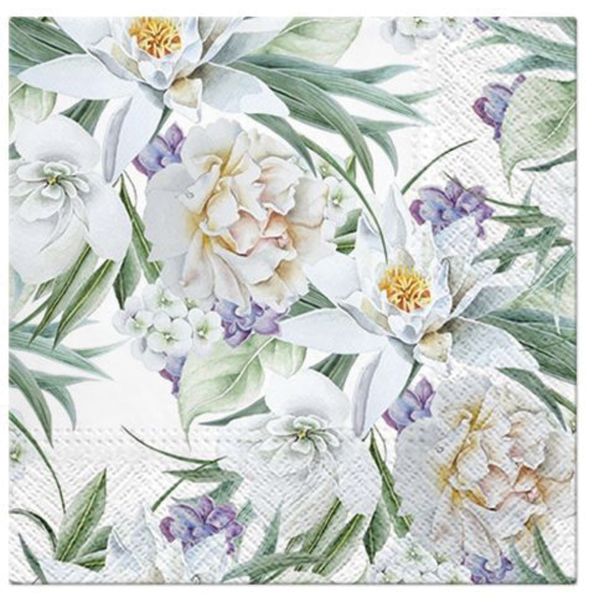 SERVIETE BELA ORIENTALSKA ROŽA 33X33