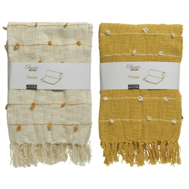 DEKORATIVNA ODEJA DECORIS BELA/RUMENA, 170X130 CM SORT