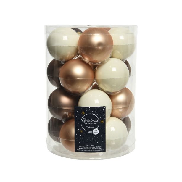 BELE/RJAVE STEKLENE BUNKE, 20 KOSOV, PREMER 60 MM 