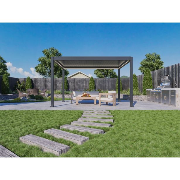 BIOKLIMATSKA PERGOLA BELLANO 3.035 X 4.035 M TEMNO SIVA