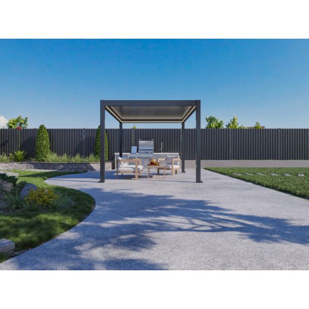 BIOKLIMATSKA PERGOLA BELLANO 3.035 X 4.035 M TEMNO SIVA