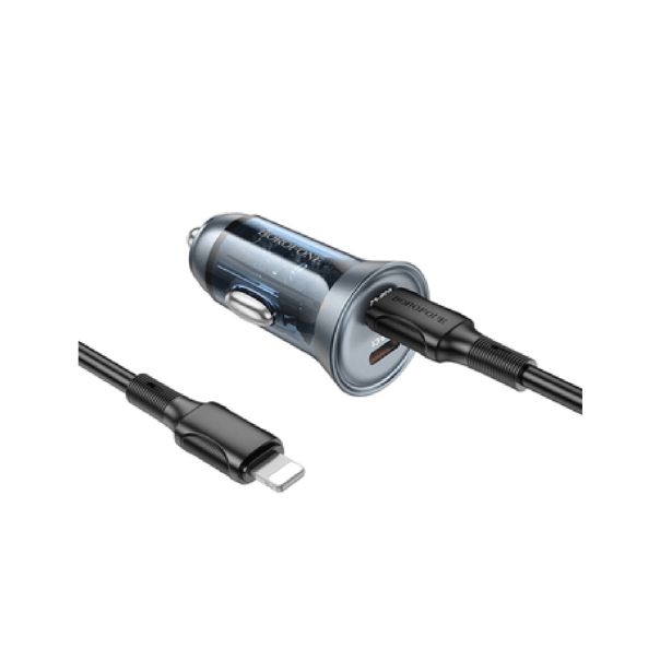 BOROFONE BZ26B AVTOPOLNILEC PD 45W 2X TYPE C QC 3.0 S KABLOM TYPE C - LIGHTNING 1M - ČRN