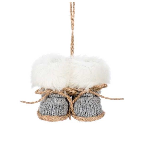 OKRASEK ZA JELKO GLOSSTYLE BOŽIČKOVI ŠKORNJI SIVI 6X6X6 CM