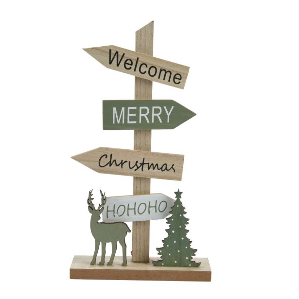 BOŽIČNI SMEROKAZ Z NAPISI 16X5X29 CM