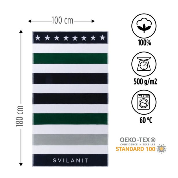 BRISAČA ZA PLAŽO SVILANIT GREEN STAR 100X180 CM ZELENA/MODRA
