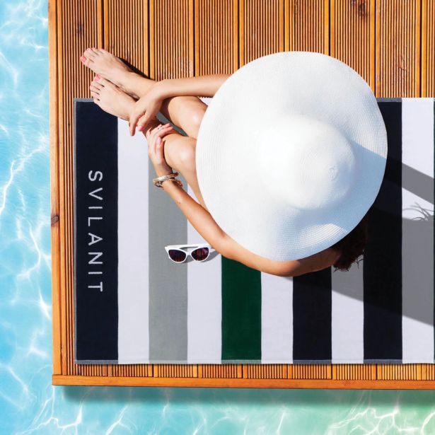 BRISAČA ZA PLAŽO SVILANIT GREEN STAR 100X180 CM ZELENA/MODRA