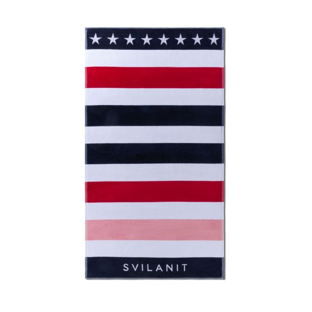 BRISAČA SVILANIT PLAŽNA RED STAR,100X180 RDEČA/BELA/MODRA