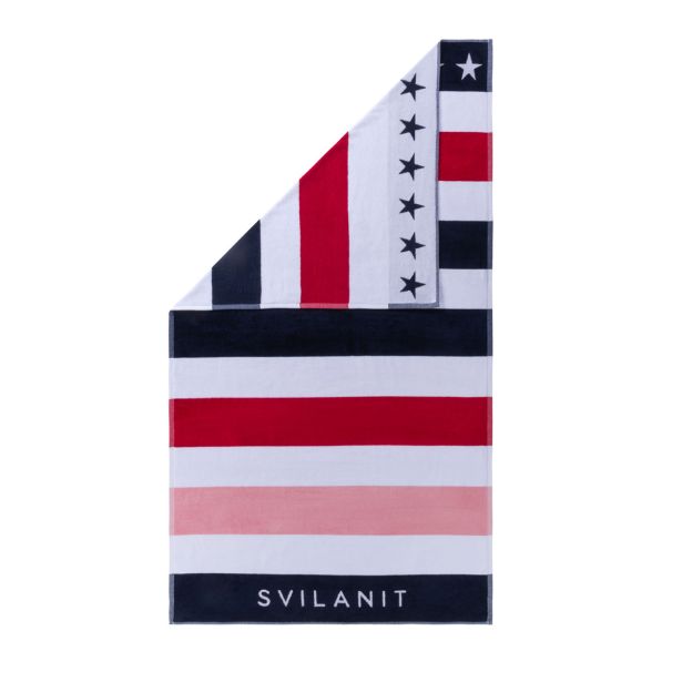 BRISAČA SVILANIT PLAŽNA RED STAR,100X180 RDEČA/BELA/MODRA
