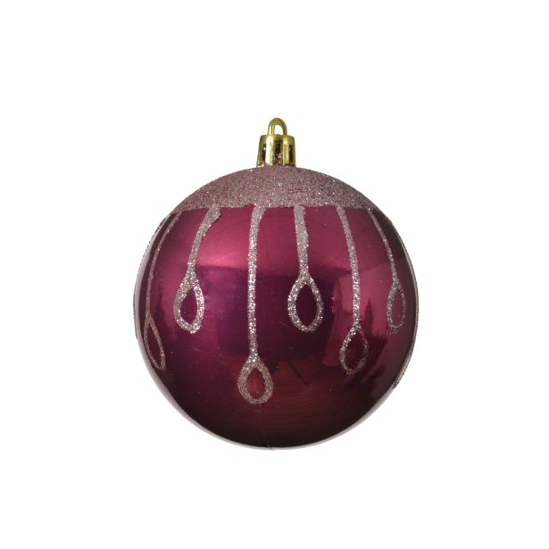 BUNKA IZ UMETNE MASE BARVE MAGNOLIJE Z DEKORJEM, PREMER 80 MM