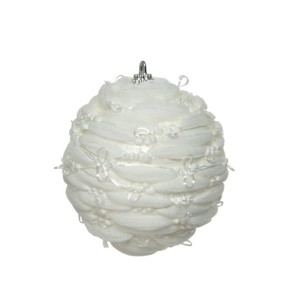 BUNKA IZ UMETNE MASE BELE BARVE S TKANINO, FI 80 MM