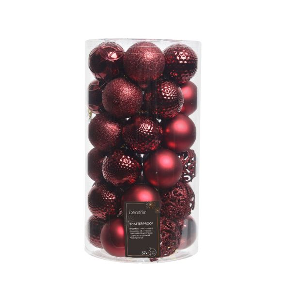 BUNKA IZ UMETNE MASE DECORIS 6 CM, TEMNO RDEČA, MIX 37/1