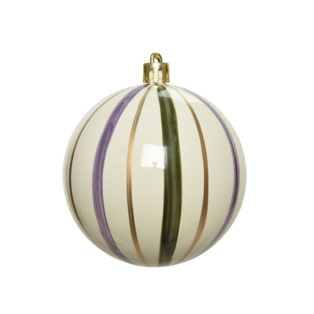 BUNKA IZ UMETNE MASE DECORIS BELA S ČRTAMI FI 8 CM