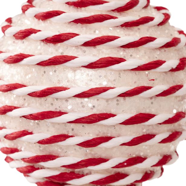 BUNKA IZ UMETNE MASE DECORIS BELE/RDEČE BARVE FI 8 CM SORT