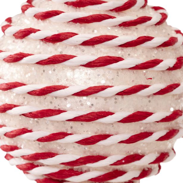 BUNKA IZ UMETNE MASE DECORIS BELE/RDEČE BARVE FI 8 CM SORT