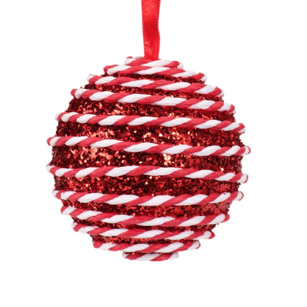 BUNKA IZ UMETNE MASE DECORIS BELE/RDEČE BARVE FI 8 CM SORT