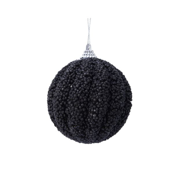 BUNKA IZ UMETNE MASE DECORIS ČRNE BARVE Z BLEŠČICAMI FI 8 CM