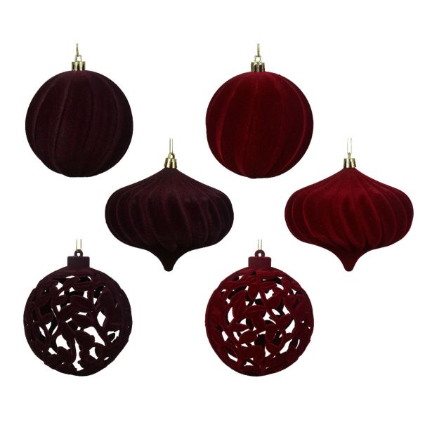 BUNKA IZ UMETNE MASE DECORIS FI 10 CM, TEMNO RDEČA ŽAMET, SORTIRANO