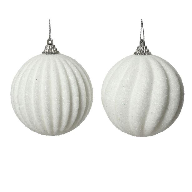 BUNKA IZ UMETNE MASE DECORIS FI 8 CM, BELA Z BLEŠČICA. VZOREC, SORTIRANO