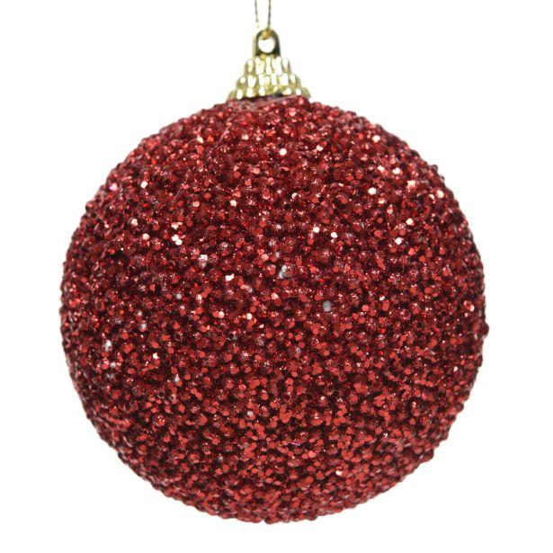 BUNKA IZ UMETNE MASE DECORIS FI 8 CM, BLEŠČEČA Z RDEČIMI PIKAMI