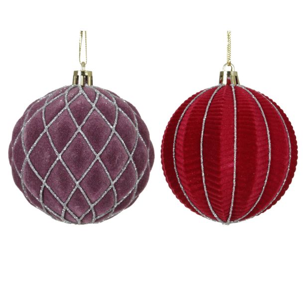 BUNKA IZ UMETNE MASE DECORIS FI 8 CM, LILA, RDEČA VZOREC, ŽAMETNA, SORTIRAN