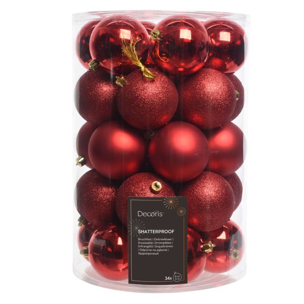 BUNKA IZ UMETNE MASE DECORIS FI 8 CM, RDEČA, 34/1 SIJOČA/MAT/BLEŠČICE