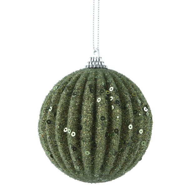 BUNKA IZ UMETNE MASE DECORIS FI 8 CM, ROŽMARIN ZELENA Z BLEŠČICAMI VZOREC