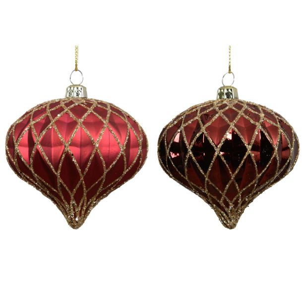BUNKA IZ UMETNE MASE DECORIS FI 8 CM, TEMNO RDEČA VZOREC, SORTIRANO