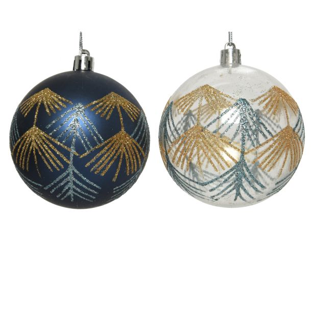 BUNKA IZ UMETNE MASE DECORIS MODRA/PROZORNA Z DEKORJEM FI 8 CM SORT