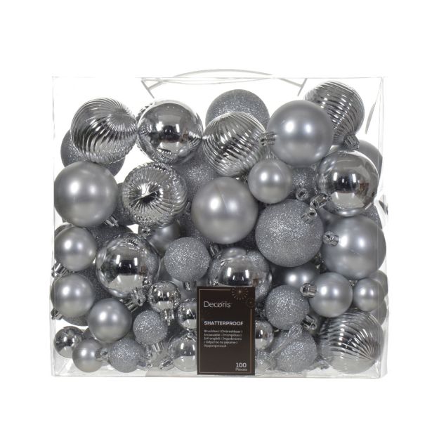BUNKA IZ UMETNE MASE DECORIS SREBRNE BARVE MIX 100/1 RAZLIČNE VELIKOSTI