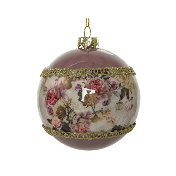 BUNKA IZ UMETNE MASE DECORIS Z ROŽAMI IN ZLATIM TRAKOM FI 8 CM