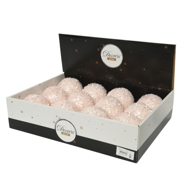 BUNKA ZA NOVOLETNO JELKO ROZA BARVE Z BLEŠČICAMI, FI 80 MM