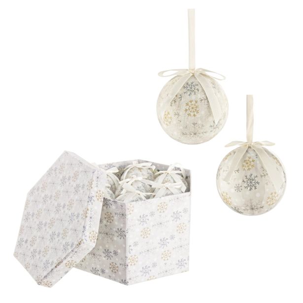 BELE STEKLENE BUNKE S SNEŽINKAMI, 14 KOSOV, PREMER 75 MM