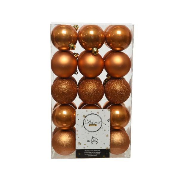 BUNKE ZA NOVOLETNO JELKO BAKRENE BARVE, 30/1, FI 60 MM