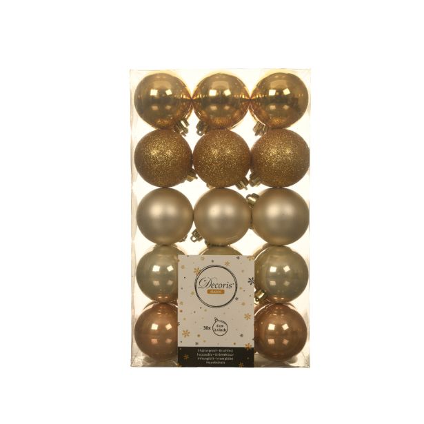 BUNKE ZA NOVOLETNO JELKO PERLA/ZLATE BARVE, 30/1, FI 60 MM