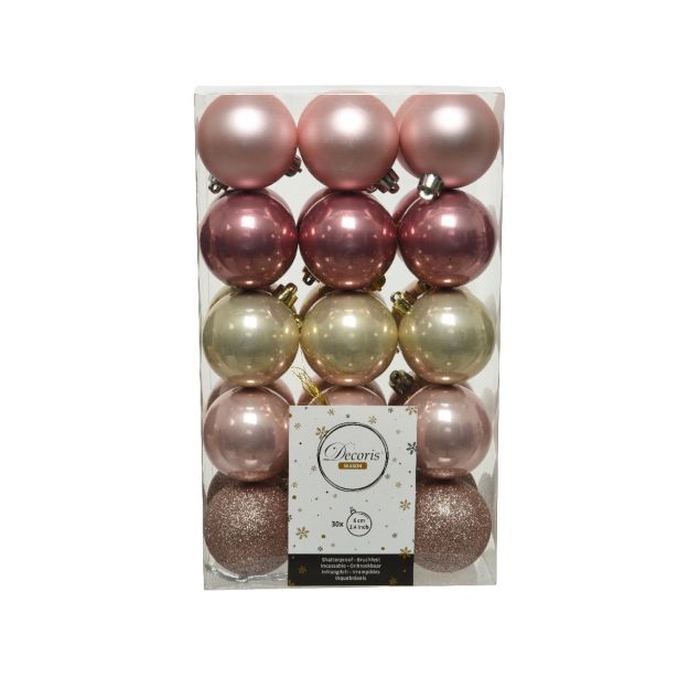 BUNKE ZA NOVOLETNO JELKO ROZA BARVE, 30/1, FI 60 MM