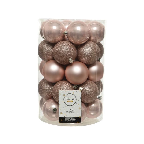 BUNKE ZA NOVOLETNO JELKO ROZA BARVE, 34/1, FI 80 MM